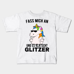 Einhorn zeigt Mittelfinger Es Klatscht Glitzer Fun Kids T-Shirt